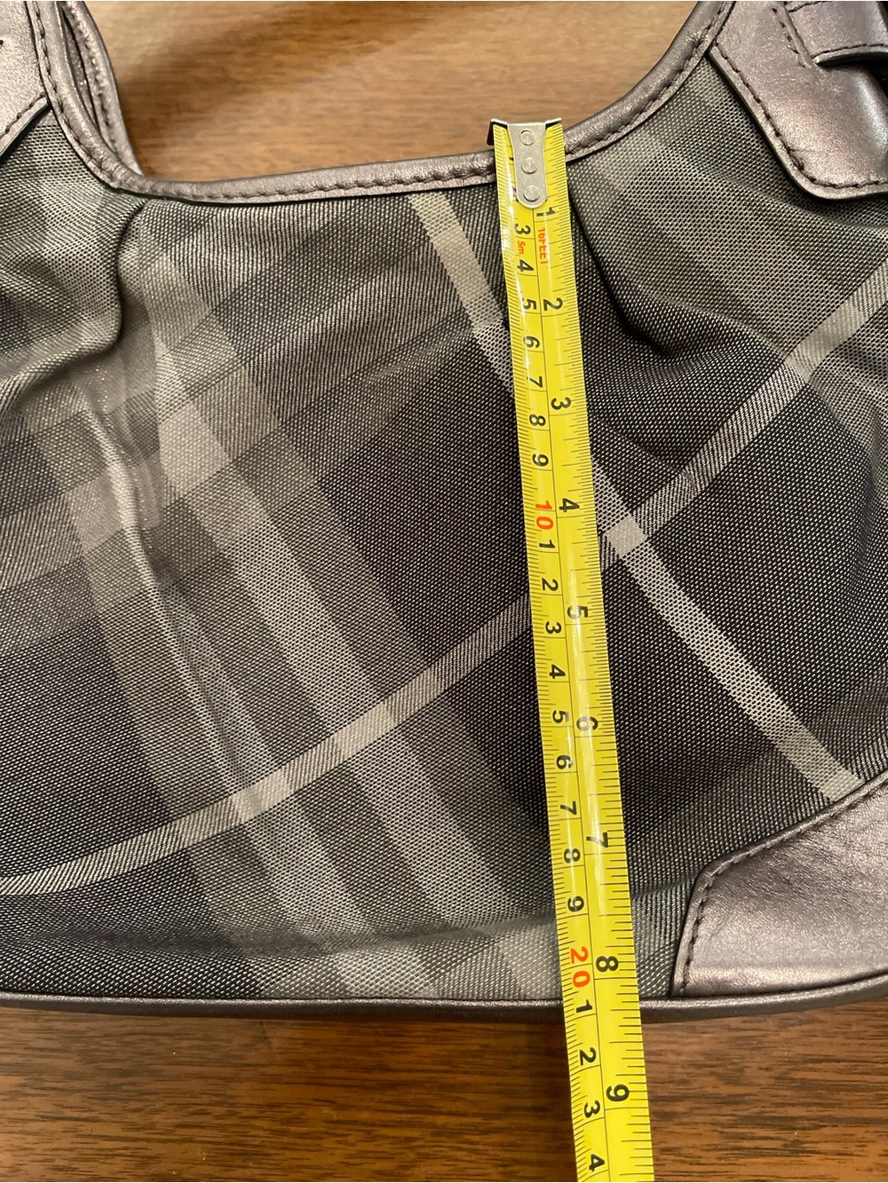 Burberry Charcoal Plaid Shoulder Hobo Bag - Picture 10 of 11